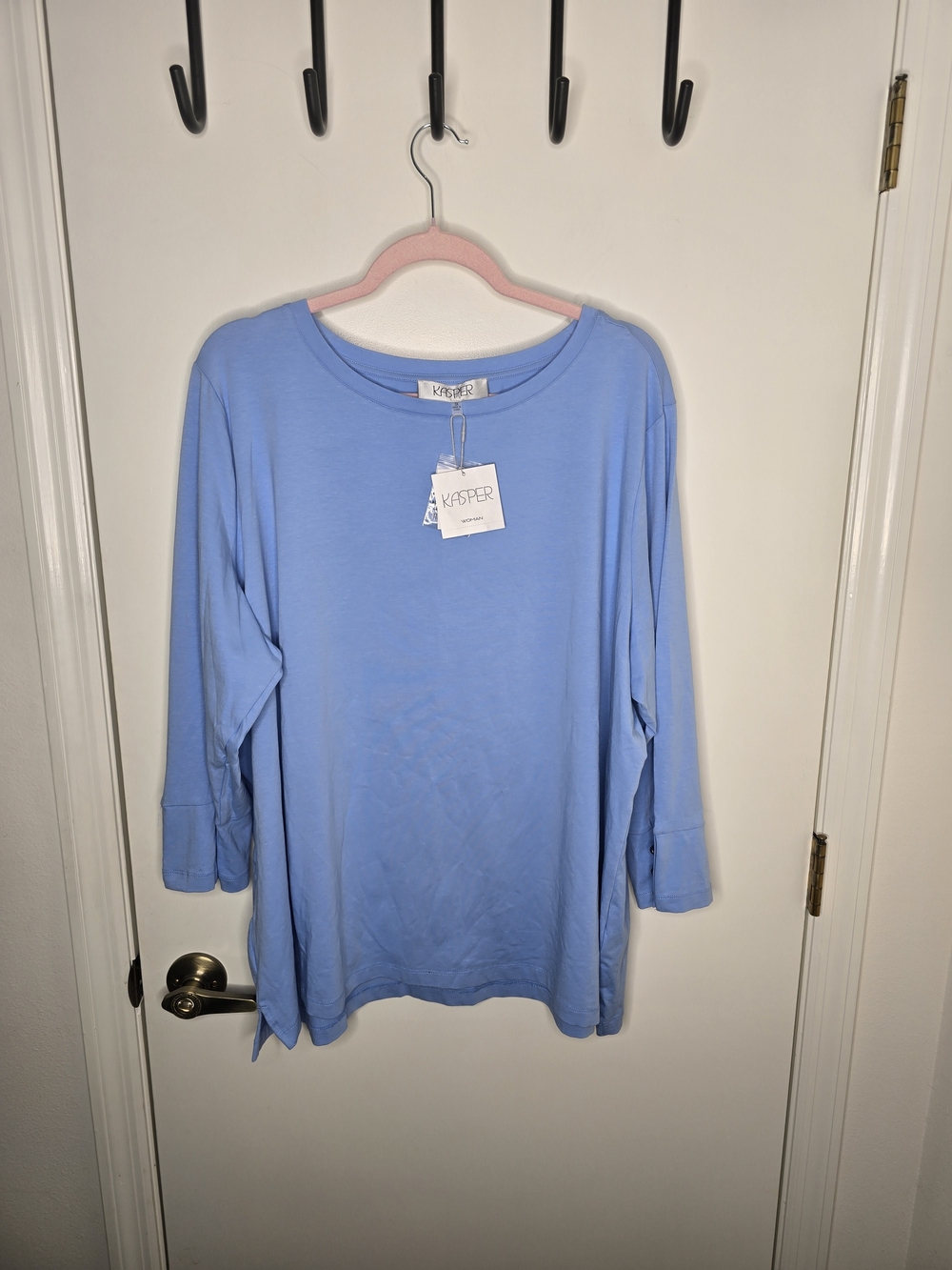 Light Blue Kasper Long Sleeve Top